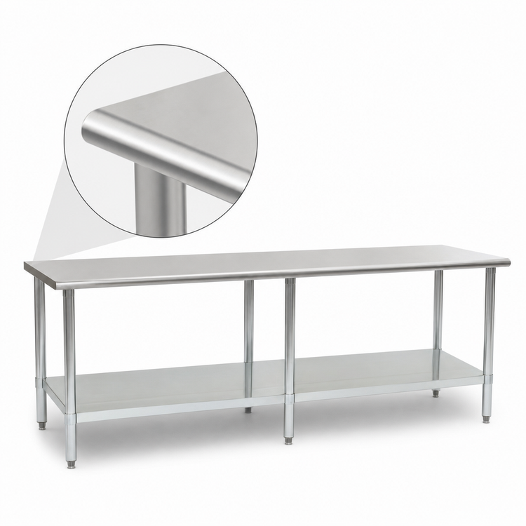 Product image #4 for Eagle Deluxe Series Stainless Steel Work Table with Adjustable Galvanized Undershelf, 108 x 24 Inches