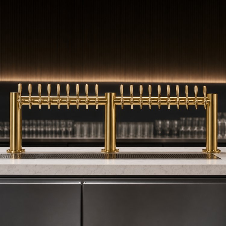Product image #4 for Metropolis M 72-Inch Countertop 20-Faucet Glycol-Cooled Draft Beer Tower, PVD Brass Finish