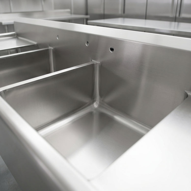 Product image #3 for Eagle Group Spec-Master FFN2772-3-24-14/3 Three Compartment Flush Front Sink with Dual Drainboards