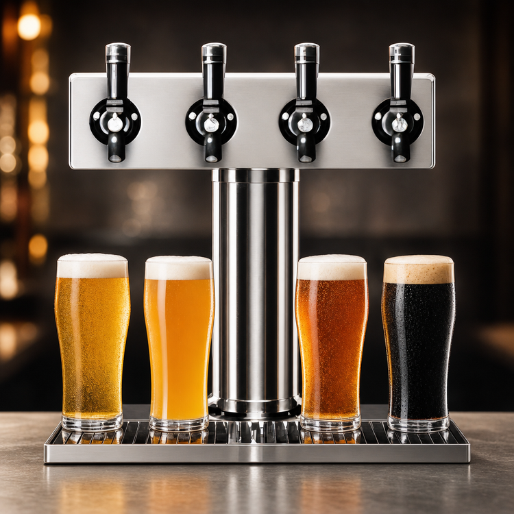 Product image #4 for Spec-Bar Brass 4-Faucet Countertop Beer Dispenser with Drip Tray