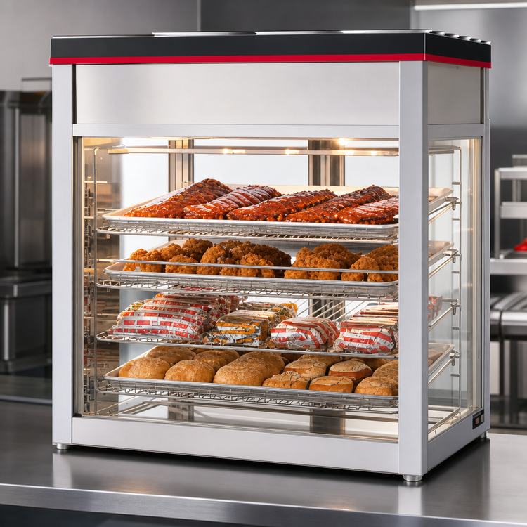 Product image #4 for Hatco Flav-R-Savor Large Capacity Humidified Countertop Hot Food Merchandising Cabinet with 2 Doors and 4-Shelf Rack