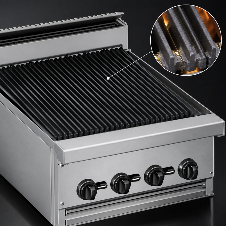 Product image #4 for Bistro 72-Inch Modular Gas Charbroiler with Cast Iron Grates, Radiants, and Stub Back