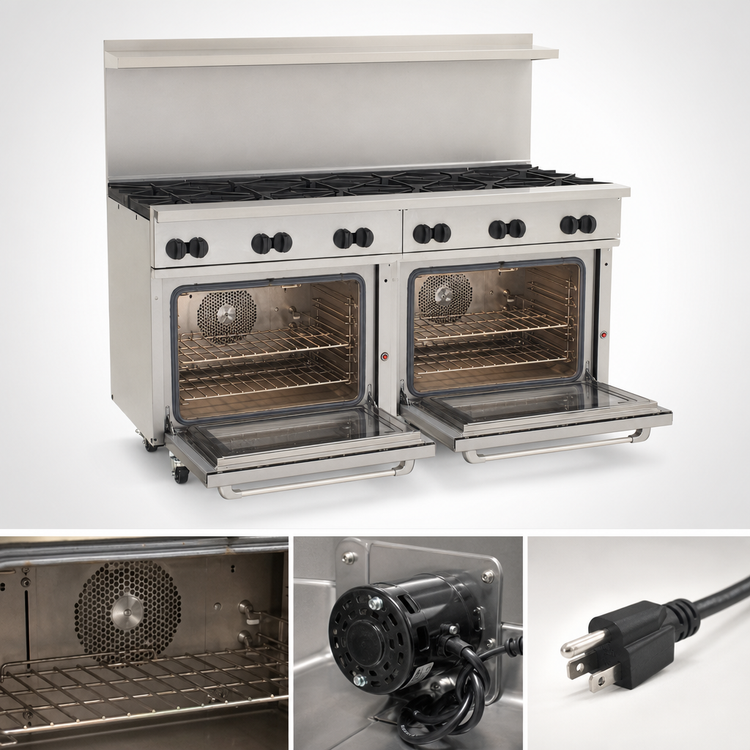 Product image #4 for Vulcan Endurance 72-Inch Gas Restaurant Range with 12 Open Burners and 2 Convection Ovens