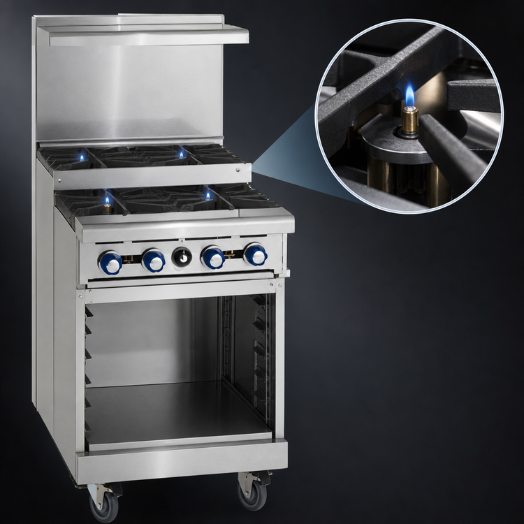 Product image #4 for Imperial Pro Series 36-Inch Gas Restaurant Range with 6 Burners, Open Cabinet Base and Hi-Shelf