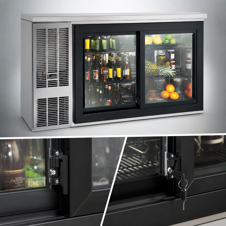 Product image #5 for Perlick 60-Inch Two-Section Sliding Glass Door Refrigerated Back Bar Cabinet with Side-Mount Refrigeration