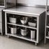 Thumbnail image #4 for Advance Tabco 96-Inch W x 24-Inch D Open Front Cabinet Base Work Table with Mid-Shelf, 14 Gauge 304 Stainless Steel Top