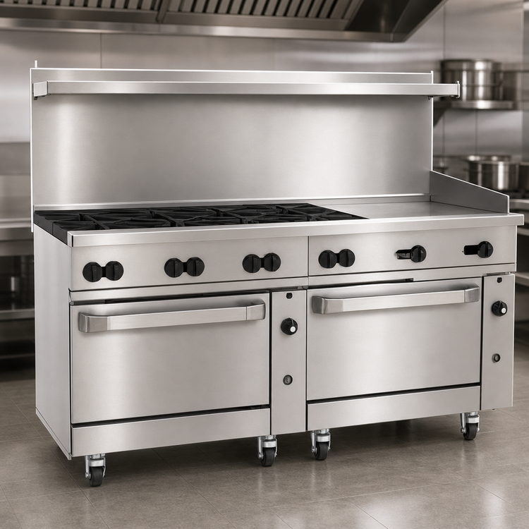 Product image #4 for Wolf Challenger XL 72" Gas Restaurant Range with 8 Open Burners, 24" Thermostatic Griddle, and Two Convection Ovens
