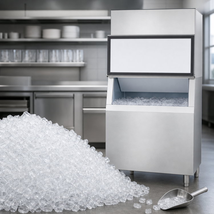 Product image #4 for Maxx Ice 30 Inch Modular Air-Cooled Full Dice Ice Machine with 580 lb Storage Bin, 1,000 lb/Day