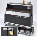 Thumbnail image #4 for Dinex DXPPB560IBWCC 62.5" Portable Bar with Full-Length 304 Stainless Steel Ice Bin, Locking Cabinets, and Casters