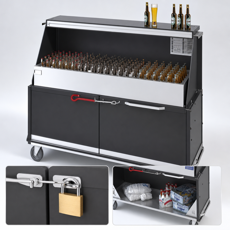 Product image #4 for Dinex DXPPB560IBWCC Portable Bar with Full-Length Ice Bin, Carmine Cherry