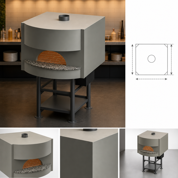 Product image #4 for Marra Forni Square Wood-Fired Pizza Oven with 34" x 31" Brick Deck and Steel Stand
