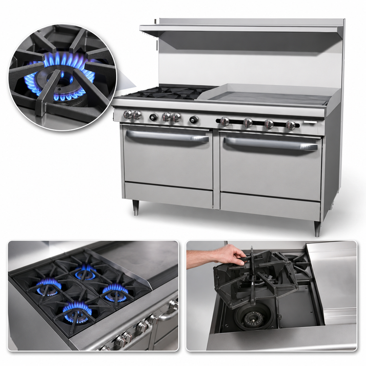 Product image #4 for Southbend S-Series 60-Inch Natural Gas Restaurant Range with 2 Open Burners, 48-Inch Thermostatic Griddle, Standard Oven, and Cabinet Base