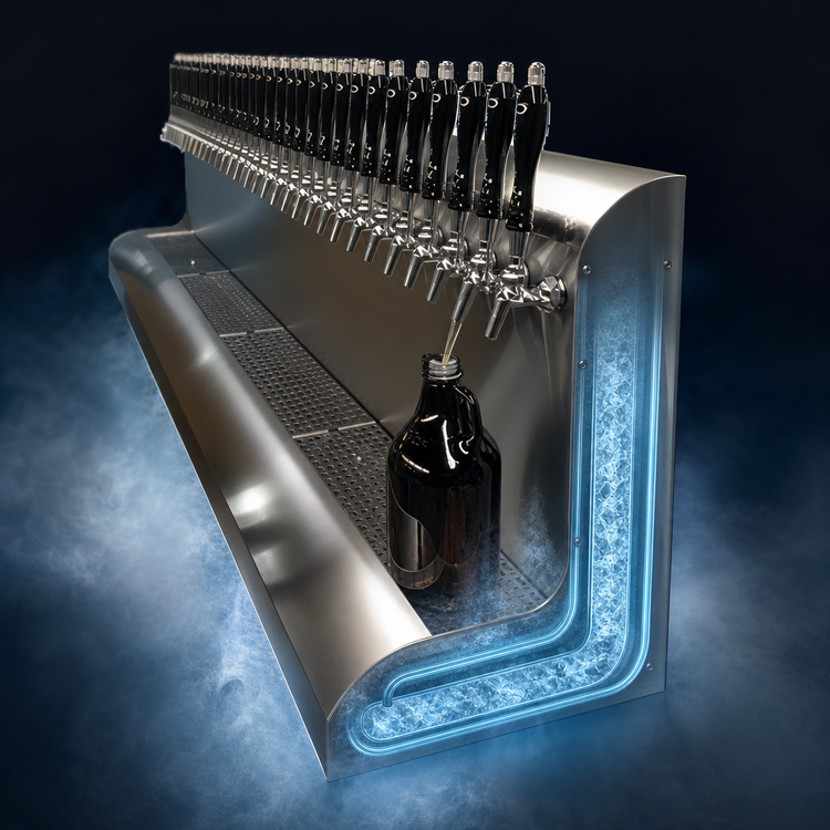 Product image #4 for Perlick 13-Faucet Modular Wall-Mount Glycol-Cooled Stainless Steel Draft Beer Dispensing Tower
