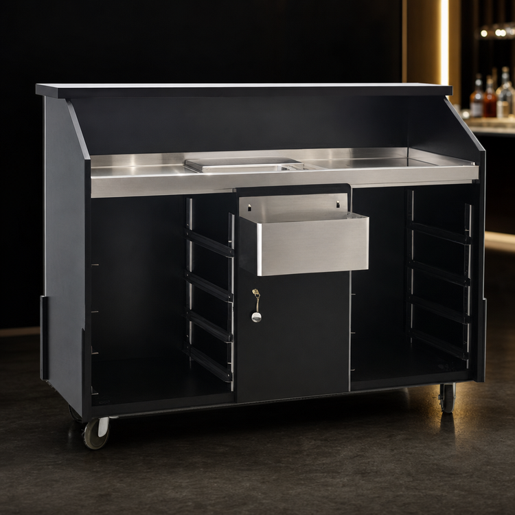 Product image #4 for Deluxe 63-Inch Indoor Portable Bar with Ice Bin, Locking Cabinets and Speed Rails