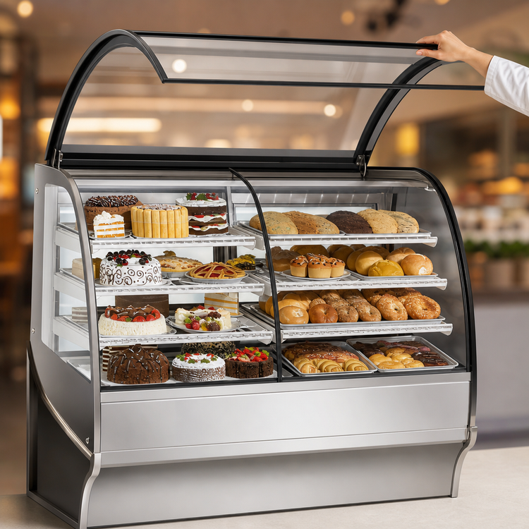 Product image #5 for True Full-Service Dual Zone Dry/Refrigerated Display Merchandiser, 59-1/4-Inch Wide, Curved Glass, Stainless Steel