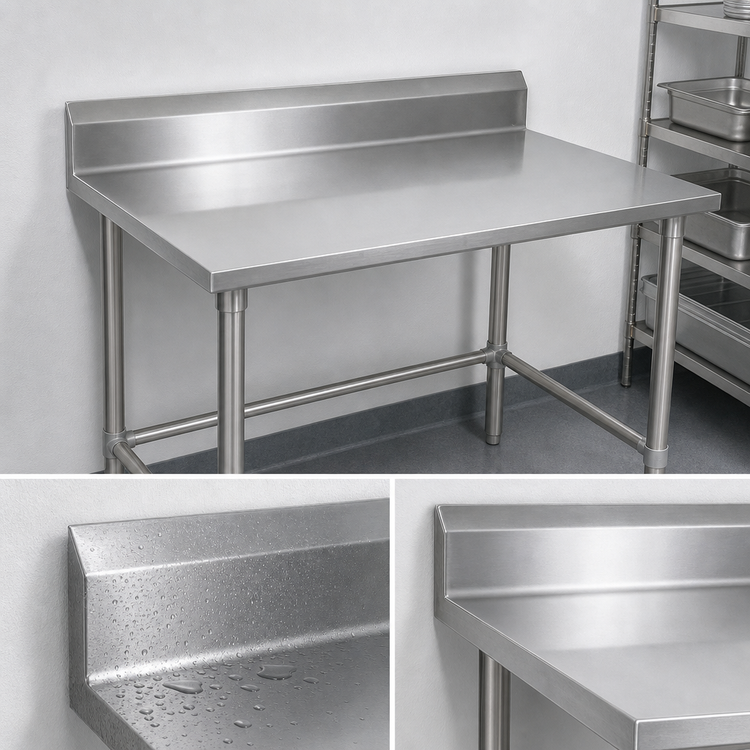 Product image #4 for John Boos Stallion 84-Inch x 30-Inch Stainless Steel Work Table with 5-Inch Backsplash and Safety Edge