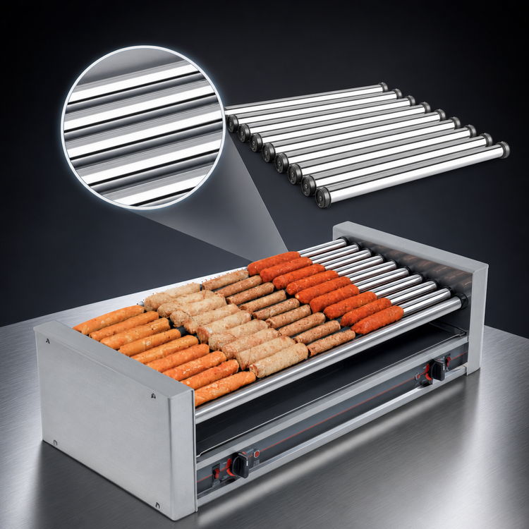 Product image #4 for Roll-A-Grill Wide Slanted Hot Dog Roller Grill with 10 Chrome Rollers, 45-Hot-Dog Capacity