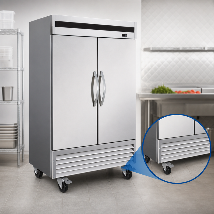 Product image #4 for IKON Refrigeration IB54F 42 Cu. Ft. Two-Section Bottom-Mount Reach-In Freezer with Solid Stainless Steel Doors