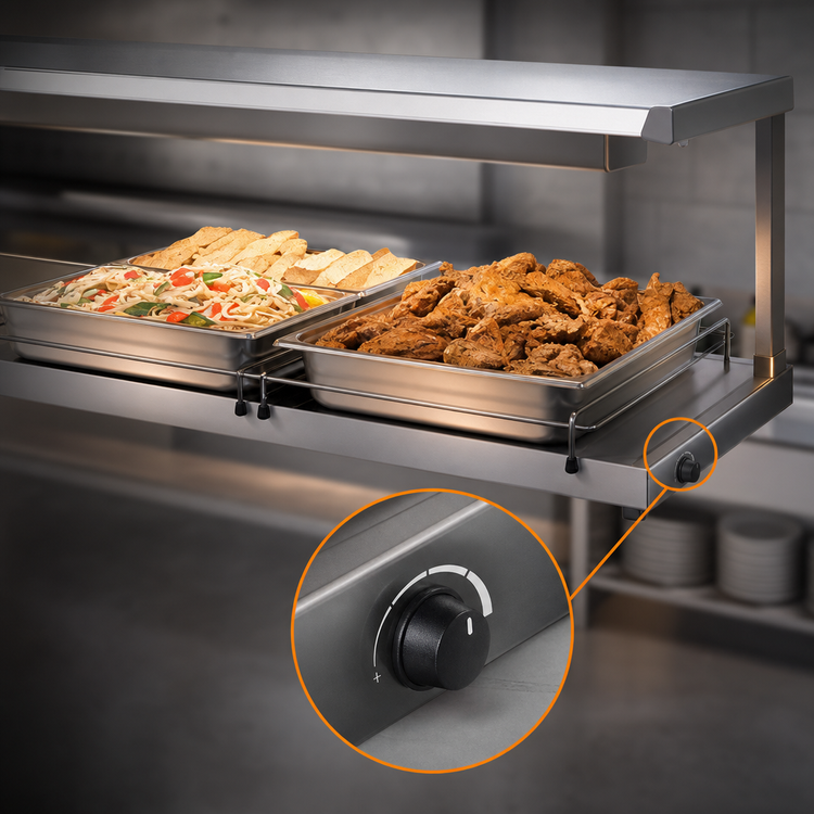 Product image #4 for Hatco Glo-Ray® Freestanding Heated Shelf, 66-Inch Wide x 9.75-Inch Deep, Stainless Steel Top