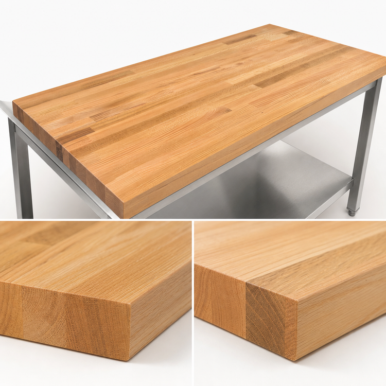 Product image #4 for John Boos Appalachian Red Oak Blended-Rail Edge-Grain Island Countertop, 132 x 27 x 1-1/2 Inch, Varnique Finish