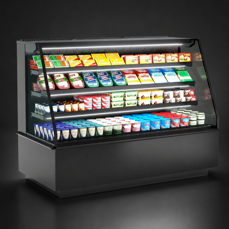 Product image #4 for Blend Refrigerated Self-Service End Cap Display Case, High Profile, 71-3/4 Inch Wide, Black