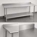 Thumbnail image #4 for Duke Manufacturing 316S-2484-2R 84 x 24-Inch 16-Gauge 300 Series Stainless Steel Work Table with 1-1/8-Inch Riser and Undershelf