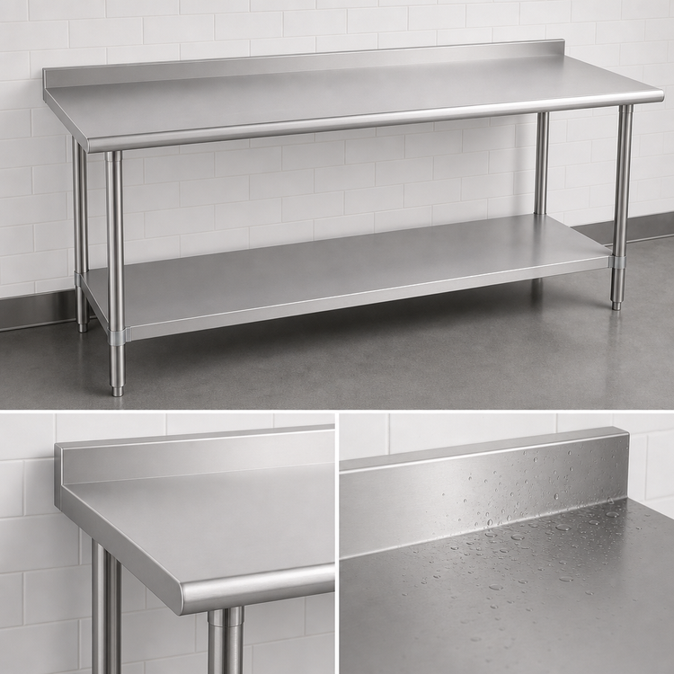 Product image #4 for Duke Deluxe 316 Series 84-Inch x 24-Inch Stainless Steel Work Table with 1-1/8-Inch Riser and Undershelf