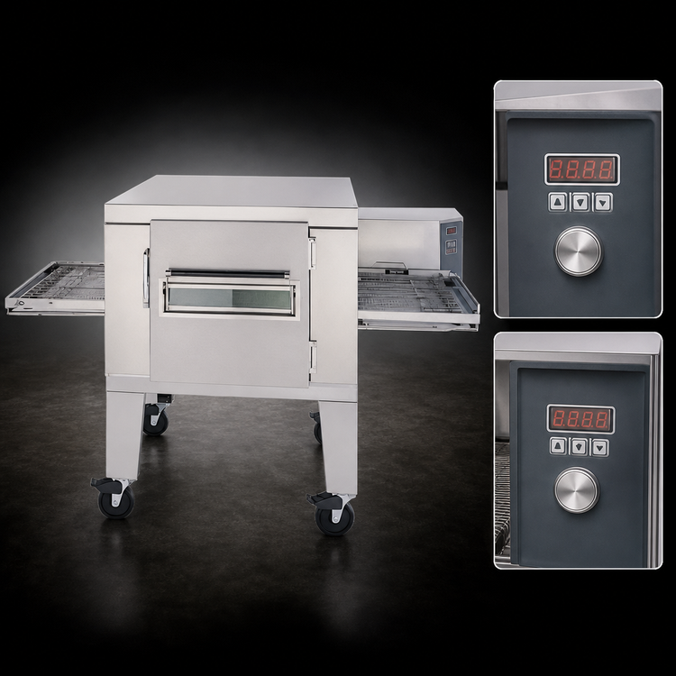 Product image #4 for Lincoln Impinger I 1400 Series Gas Conveyor Pizza Oven Package with Glass Access Window and Stand, Single Stack, 120,000 BTU