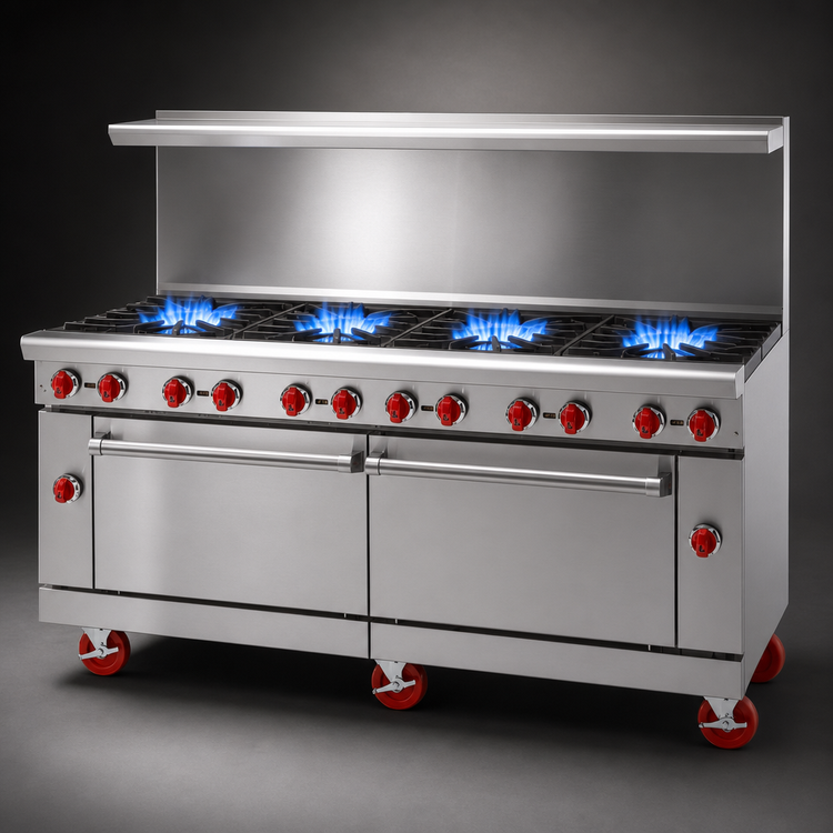 Product image #4 for Commercial Gas Restaurant Range with 48-Inch Griddle, 4 Open Burners, and 2 Convection Ovens
