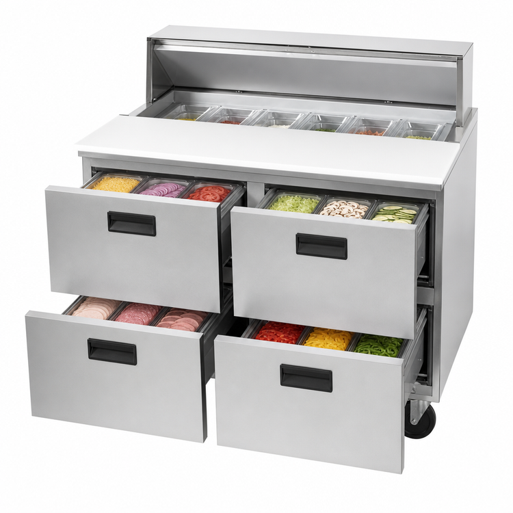 Product image #4 for Centerline by Traulsen 48-Inch Mega Top Drawer Prep Table Refrigerator with 4 Drawers