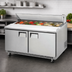 Thumbnail image #4 for Everest Refrigeration 59-1/8 Inch Two-Section Sandwich Prep Table with Rear-Mounted Self-Contained Refrigeration and 16-Pan Top