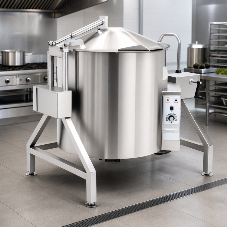 Product image #4 for Legion TLGB-60F 60-Gallon Low-Rim Tilting Gas Steam Kettle, Self-Contained Floor Model