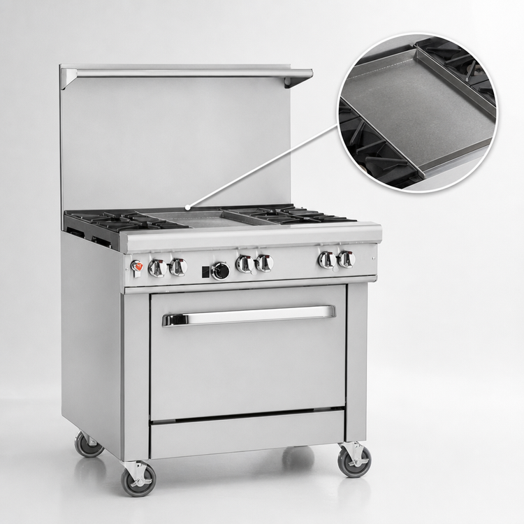 Product image #4 for Southbend Ultimate 36-Inch Gas Restaurant Range with 4 Open Burners, 12-Inch Griddle, and Convection Oven