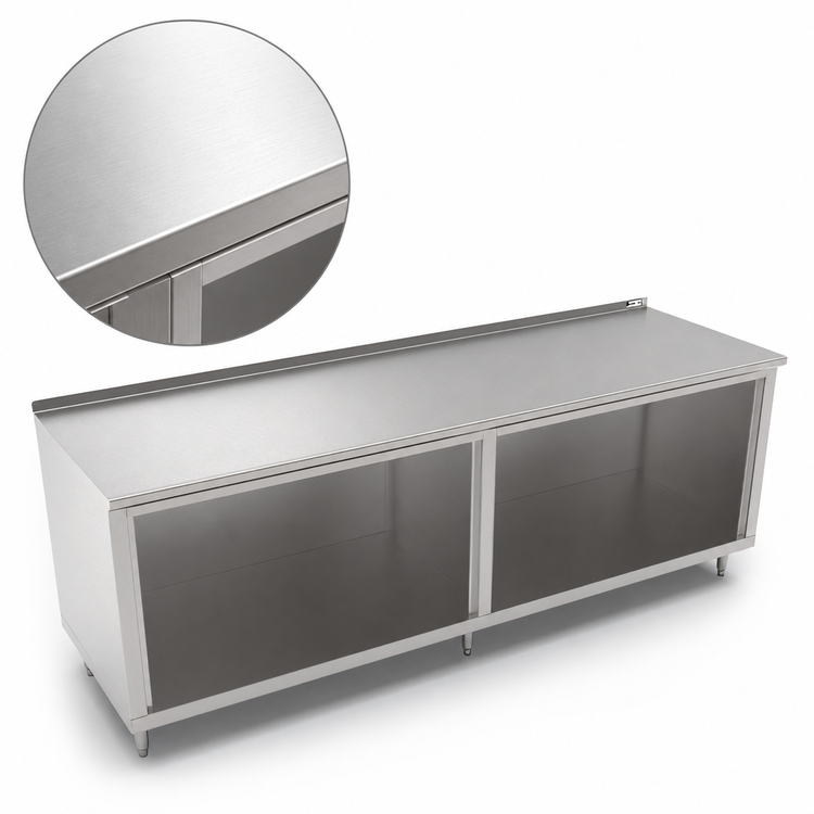 Product image #4 for John Boos Open Front Stainless Steel Cabinet Base Work Table, 108 x 36 Inches, 1-1/2 Inch Rear Riser