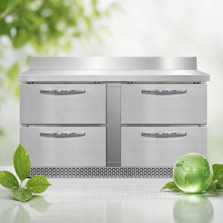 Product image #4 for Continental Refrigerator SWF60NBS-FB-D 60" Two-Section Worktop Freezer with Drawers and 5½" Backsplash