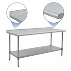 Thumbnail image #4 for Eagle Group BlendPort® BPT-3084SB-UT Stainless Steel Work Table with 430 Top, Rear Upturn and Adjustable Undershelf, 84 x 30 Inches