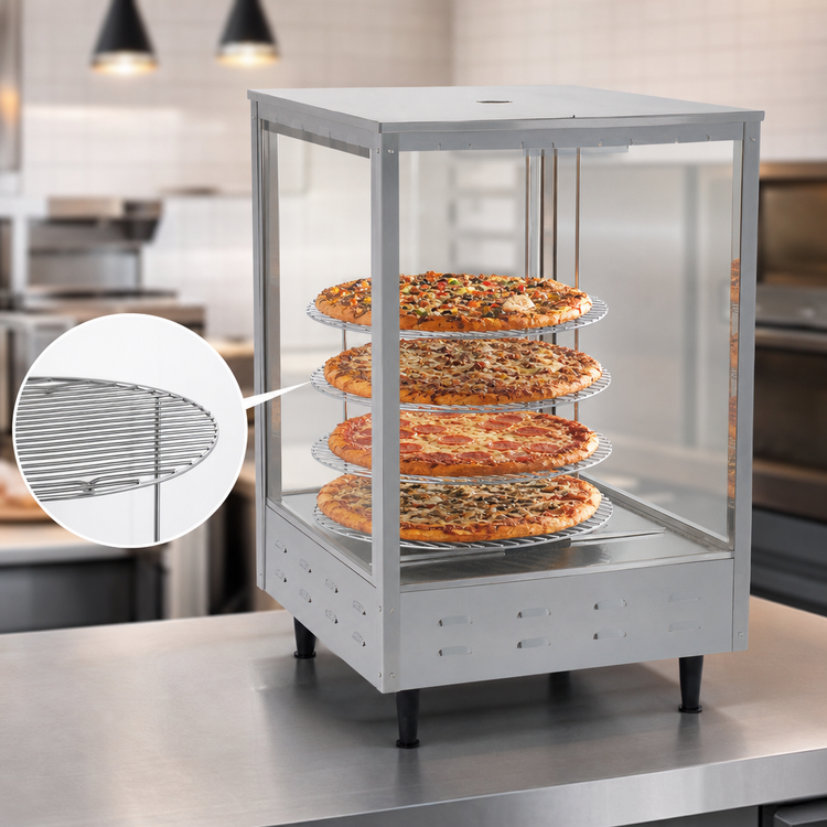 Product image #4 for Countertop Rotating 4-Tier Heated Pizza Merchandiser with 12-Inch Racks