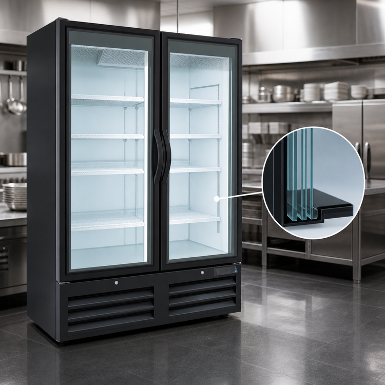 Product image #4 for Kool-It Two-Section Glass Door Freezer Merchandiser, Black, 18" x 26" Sheet Pan Capacity