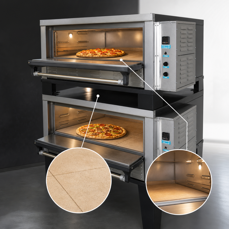 Product image #4 for Peerless Double-Stack Electric Deck Pizza Oven with 42 Inch x 32 Inch Hearth Stone Decks