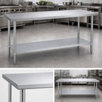 Thumbnail image #4 for Duke Manufacturing 316S-24108 108-Inch Stainless Steel Work Table with Undershelf, 24-Inch Deep, Flat Top