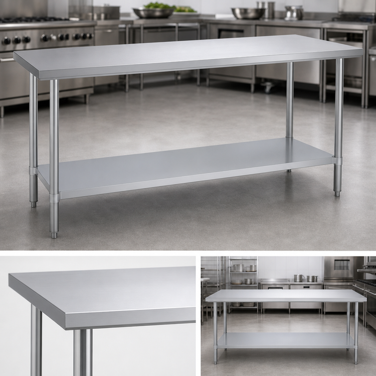 Product image #4 for Duke Manufacturing 108-Inch Stainless Steel Work Table with Undershelf, 24-Inch Deep, No Backsplash