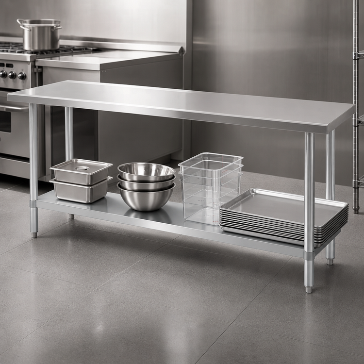 Product image #4 for Duke 316S-24144 Stainless Steel Work Table with Undershelf, 144-Inch x 24-Inch x 36-Inch