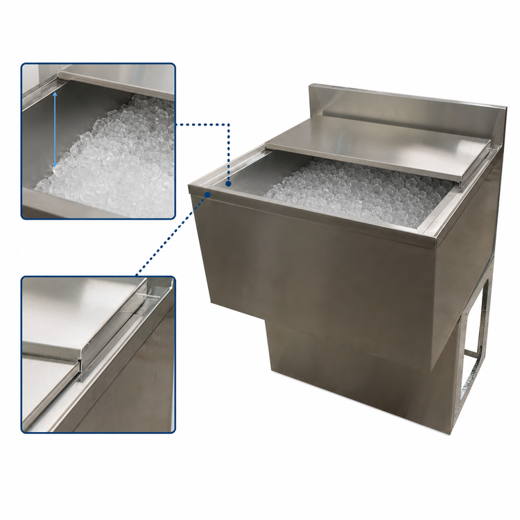 Product image #4 for BK Resources 30-Inch Wide Underbar Ice Bin with Sliding Cover, 97 lb Capacity