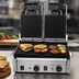 Thumbnail image #4 for Omcan Double Countertop Panini Grill with Grooved Cast Iron Top & Bottom Plates, 10 x 18 Inch, 220V