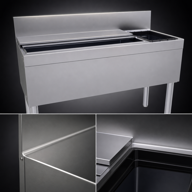 Product image #4 for Glastender CBA-48R 48-Inch Stainless Steel Underbar Ice Bin/Cocktail Unit with Right Bottle Well