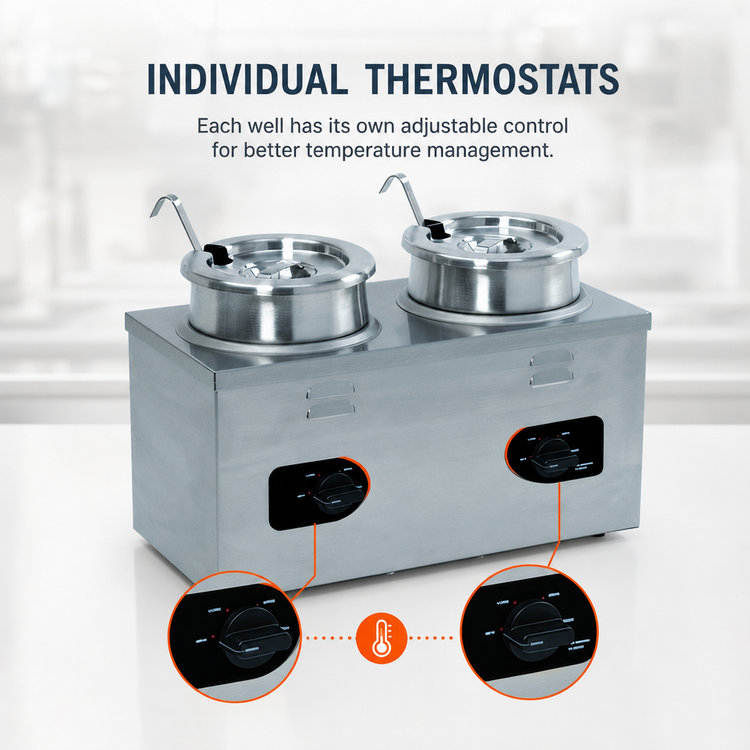 Product image #4 for Nemco 6120A-220 Twin Well Wet Countertop Food Warmer, 4 Qt, 220V