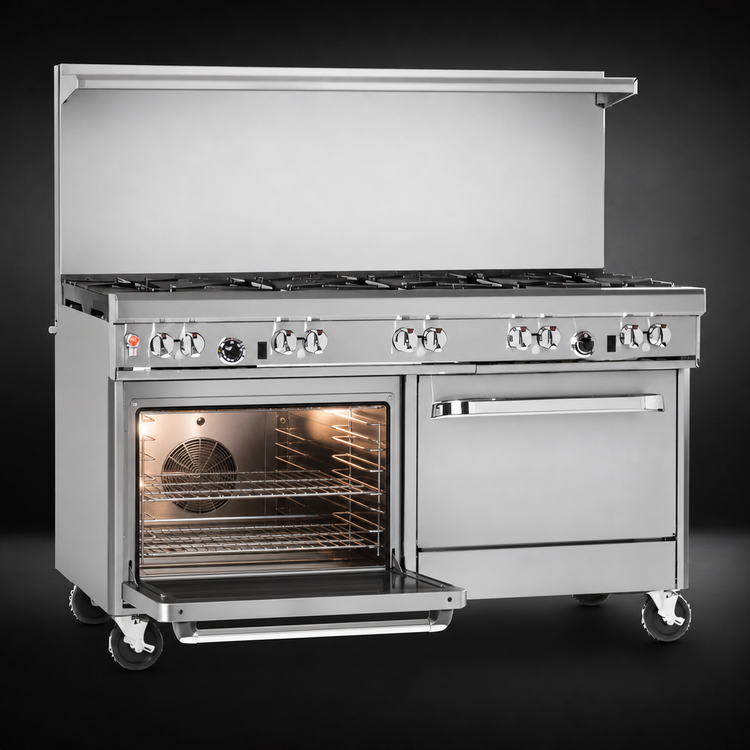 Product image #4 for Southbend Ultimate 60-Inch Gas Restaurant Range with 6 Burners, 24-Inch Griddle, Convection Oven, and Cabinet Base