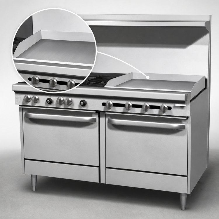 Product image #4 for Southbend S-Series 60 Inch Gas Restaurant Range with 6 Open Burners, 24 Inch Thermostatic Griddle, Convection Oven and Cabinet Base
