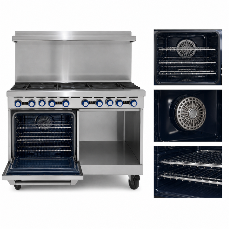 Product image #4 for Imperial Pro Series 48-Inch Gas Restaurant Range with Griddle, Convection Oven, and Open Cabinet Base