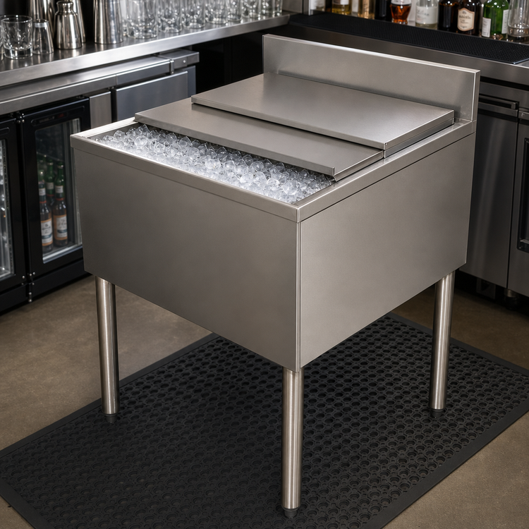 Product image #5 for BK Resources 48" x 21" Underbar Insulated Ice Bin with Sliding Cover, 167-Lb Capacity